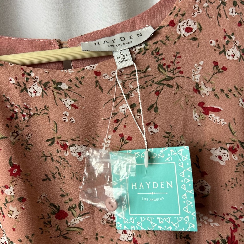 New Hayden Lisa Angeles Size L ditsy floral pleated maxi cottage dress prairie - Picture 4 of 6